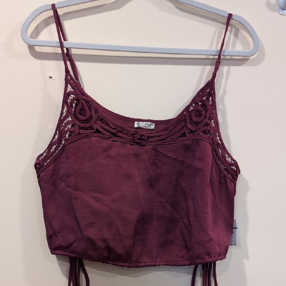 Free People Burgundy Lace Camisole